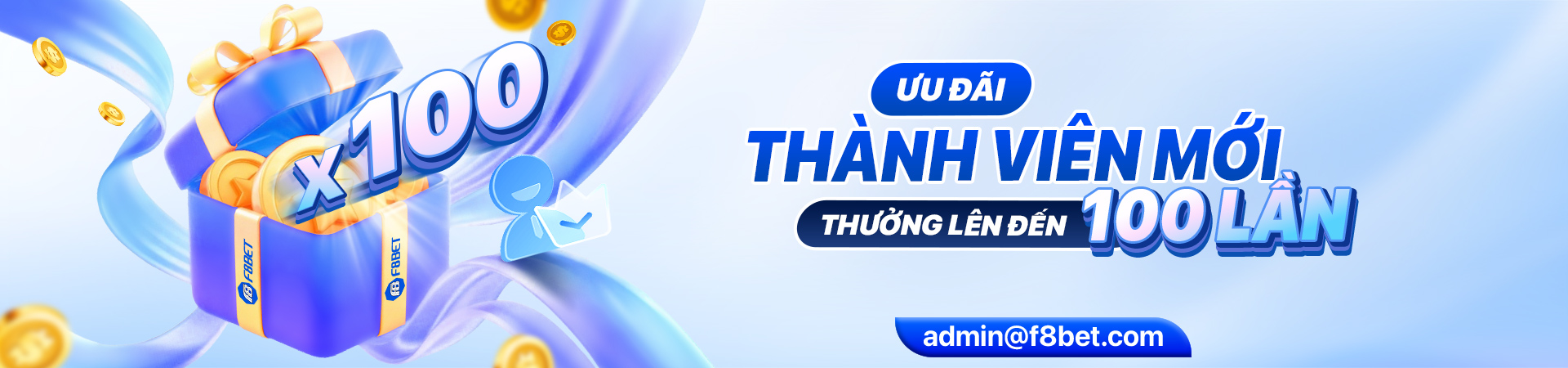 f8bet banner ưu đãi thưởng lên đến 100 lần với thành viên mới